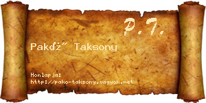 Pakó Taksony névjegykártya